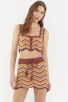 Striped Crochet Mini Skirt