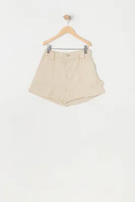 Urban Planet Girls Bull Denim Carpenter Short | Tan