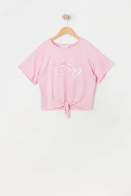 Front Tie Baby Girl Graphic T-Shirt
