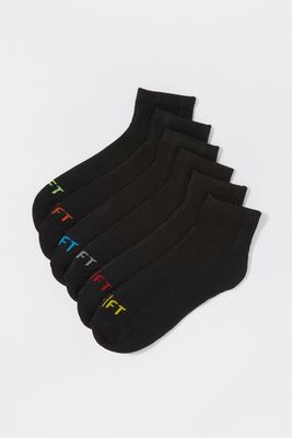 Urban Planet Boys Colour Text Ankle Socks (6 Pack) | Black