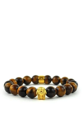Tiger Eye Gemstone Pharaoh Beaded Bracelet