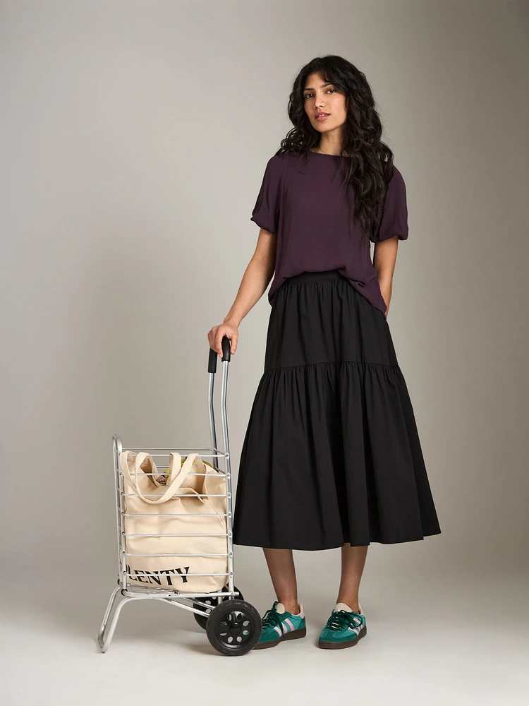 Naya Pleated Bubble Sleeve Top