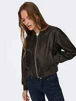 Jane Faux Leather Bomber Jacket
