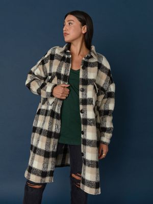 Tina Plaid Mid Length Coat
