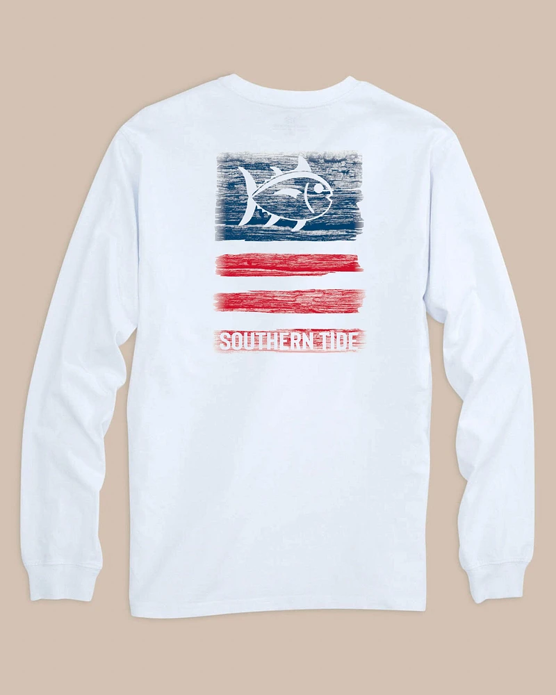 Americana Wooden Flag Long Sleeve T-Shirt