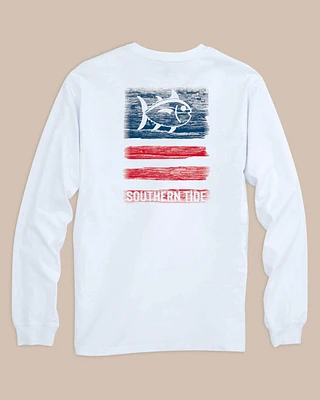 Americana Wooden Flag Long Sleeve T-Shirt