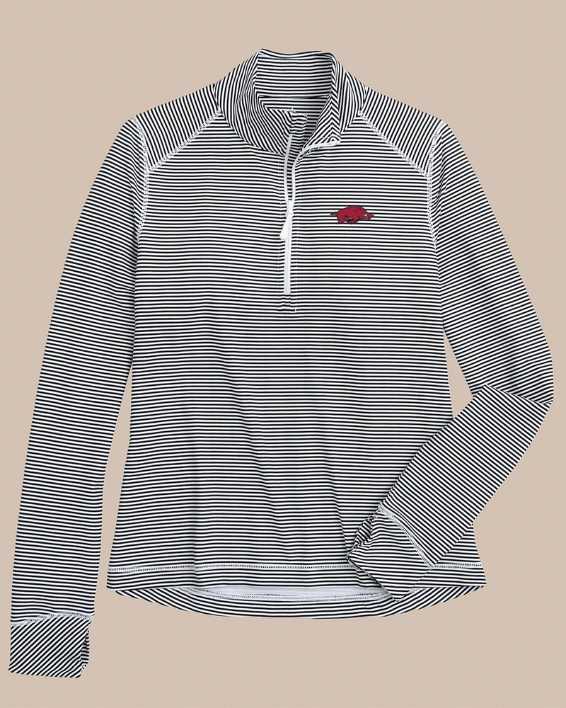 Arkansas Razorbacks Women's Striped Runaround Quarter Zip