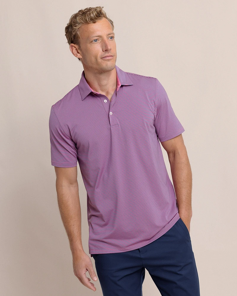 brrr°®-eeze Meadowbrook Stripe Polo - Very Berry