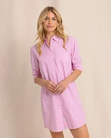 Cam Stripe Poplin Dress - Very Berry