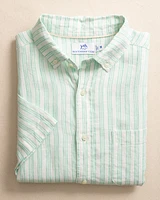 Crepe Myrtle Striped Linen Short Sleeve Sport Shirt