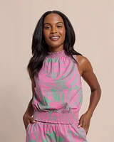 Fawn Petal Paradise Printed High Neck Top
