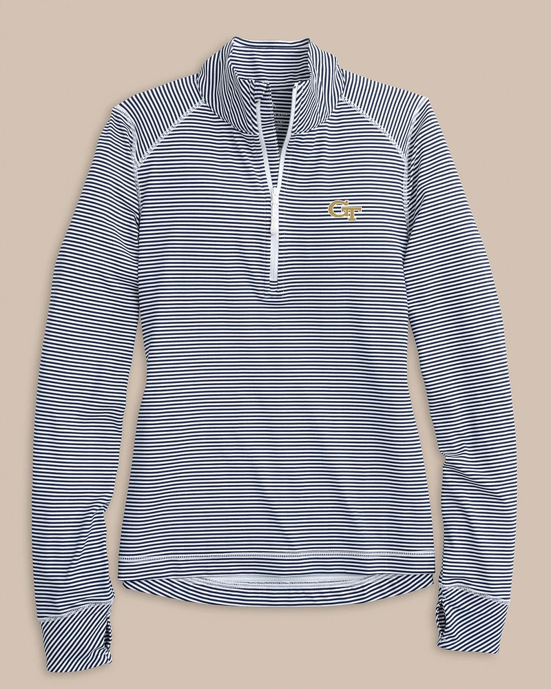 Georgia Tech Women's Striped Runaround Quarter Zip