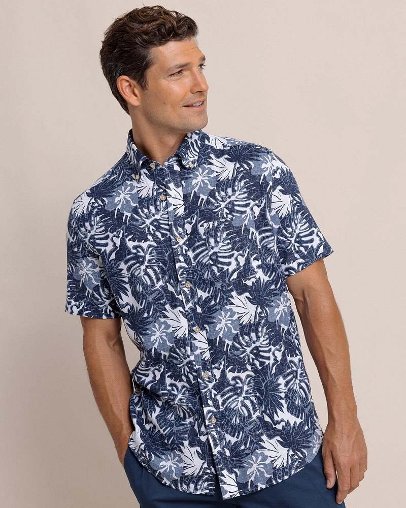 Grand Palms Linen Rayon Short Sleeve Sport Shirt