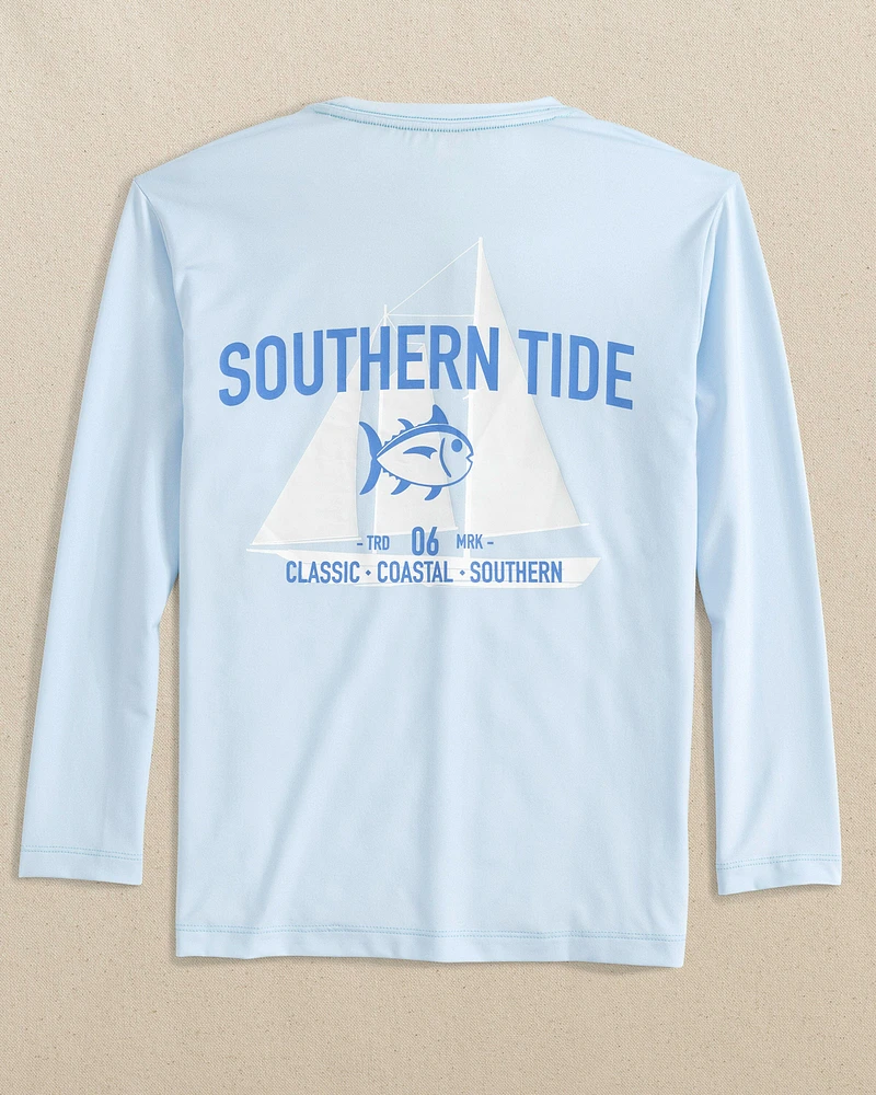 Kids Blue Sails Long Sleeve Performance T-Shirt