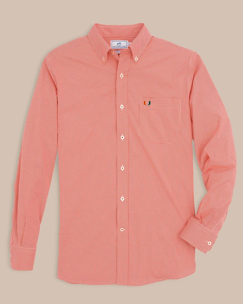 Miami Hurricanes Gingham Button Down Shirt