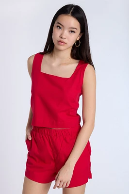 Linen-Blend Sleeveless Top