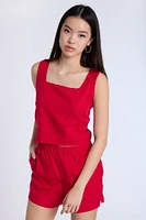 Linen-Blend Sleeveless Top