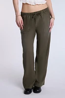 Linen-Blend Wide Leg Pants