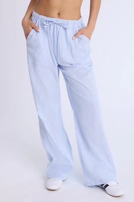 Pantalon à jambe large en mélange de lin