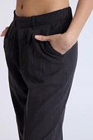 Linen-Blend Tailored Pant