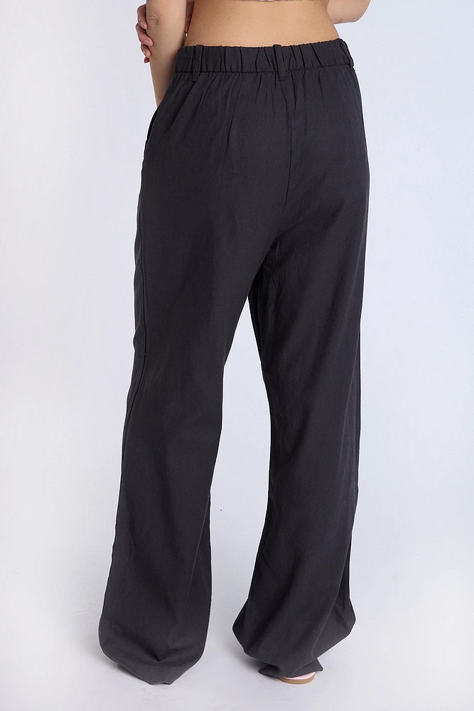 Linen-Blend Tailored Pant