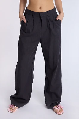 Linen-Blend Tailored Pant