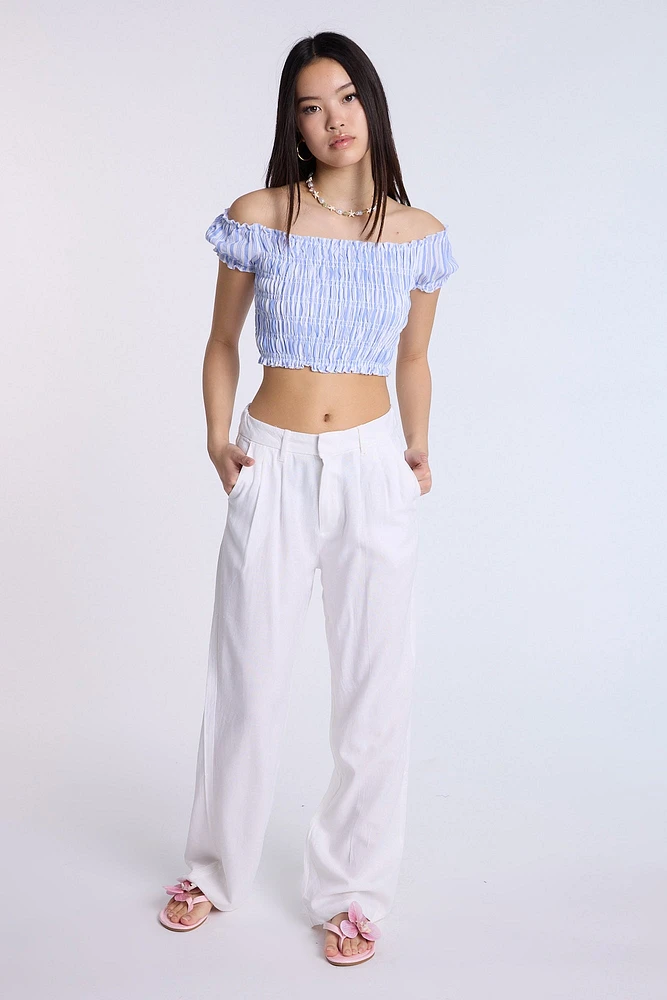 Linen-Blend Tailored Pant
