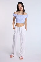 Linen-Blend Tailored Pant