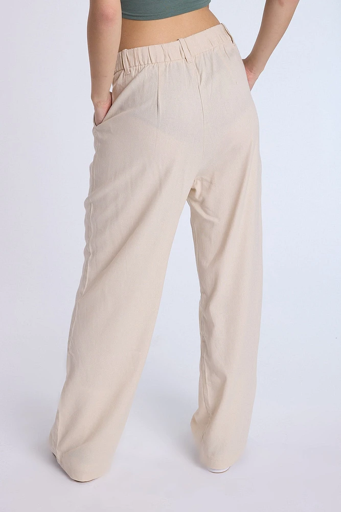Linen-Blend Tailored Pant