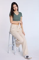 Linen-Blend Tailored Pant