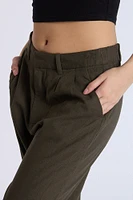 Linen-Blend Tailored Pant