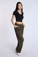 Linen-Blend Tailored Pant