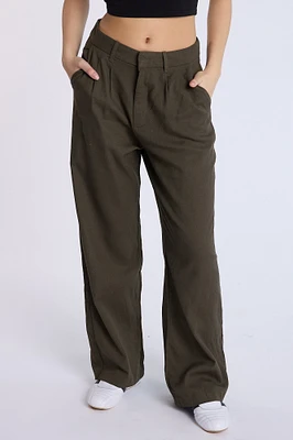 Linen-Blend Tailored Pant