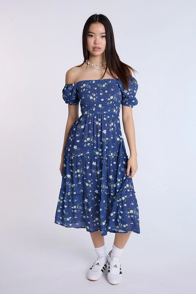 Robe maxi smockée