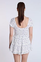 Puff Sleeve Smocked Waist Skort Dress