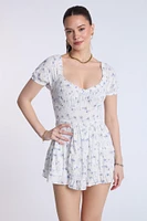 Robe jupe-short à taille smockée