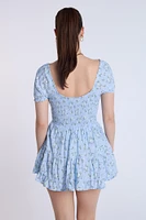 Puff Sleeve Smocked Waist Skort Dress
