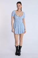Puff Sleeve Smocked Waist Skort Dress