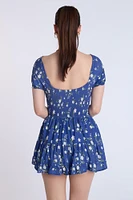 Puff Sleeve Smocked Waist Skort Dress