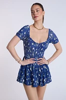 Robe jupe-short à taille smockée