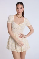 Puff Sleeve Smocked Waist Skort Dress