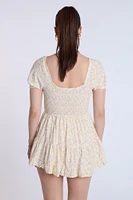 Puff Sleeve Smocked Waist Skort Dress