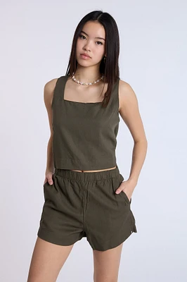 Linen-Blend Pull-On Short