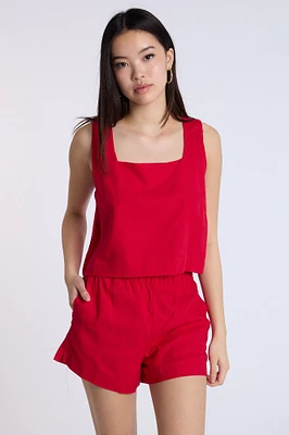 Linen-Blend Pull-On Short