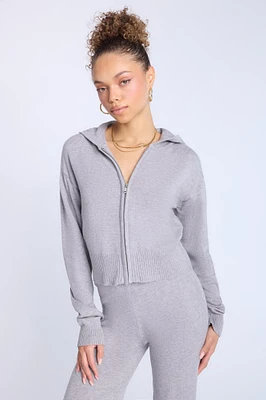 Flat Knit Zip-Up Hoodie