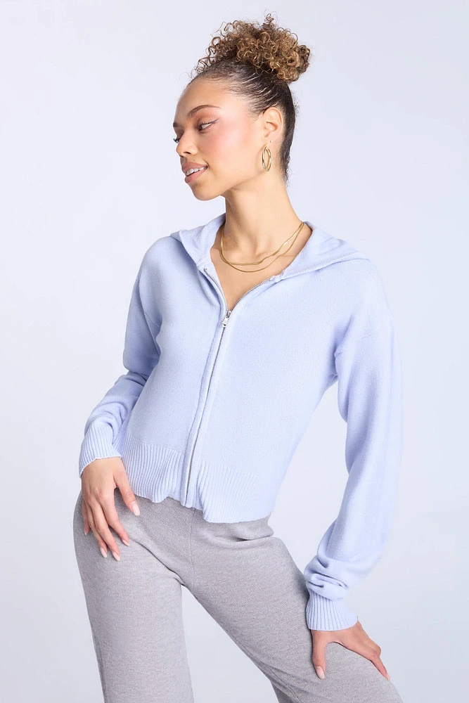 Flat Knit Zip-Up Hoodie