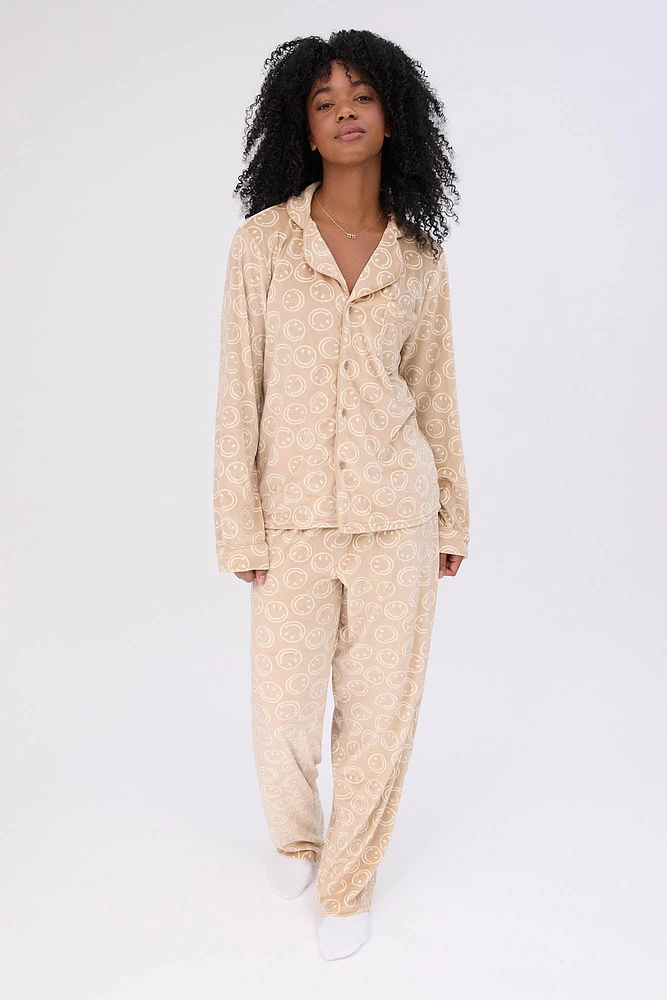 Velour Pajama Shirt & Pants Set