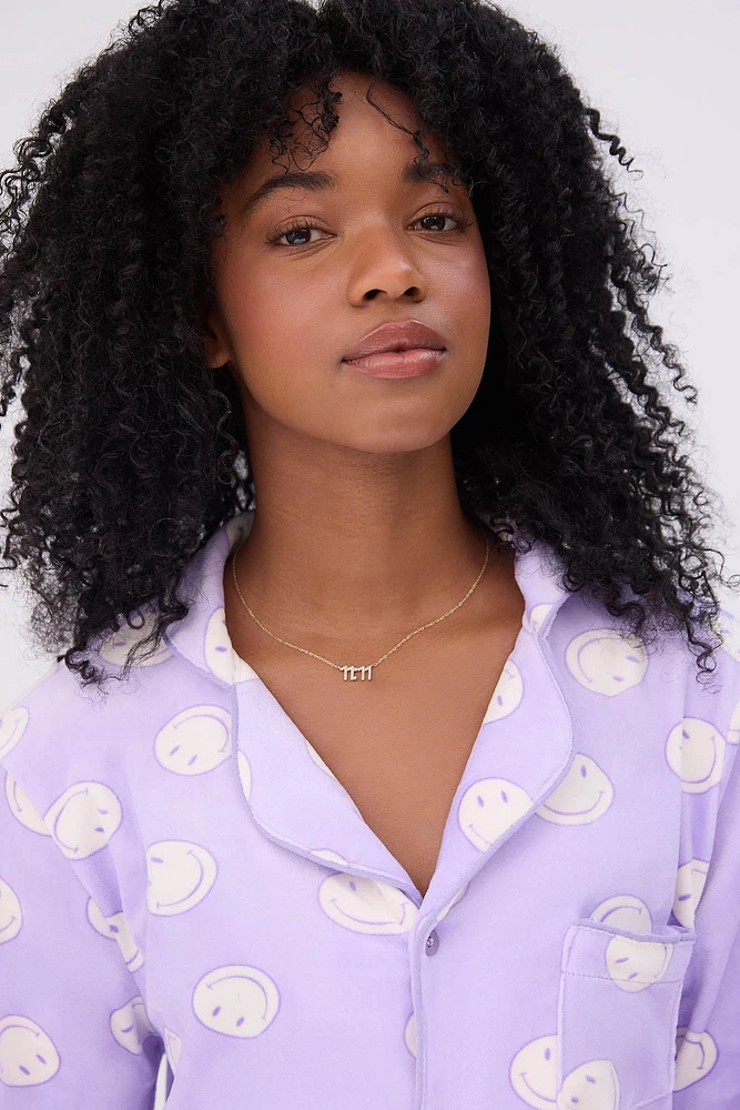Velour Pajama Shirt & Pants Set