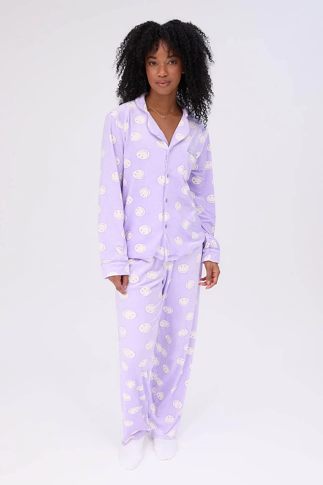 Velour Pajama Shirt & Pants Set