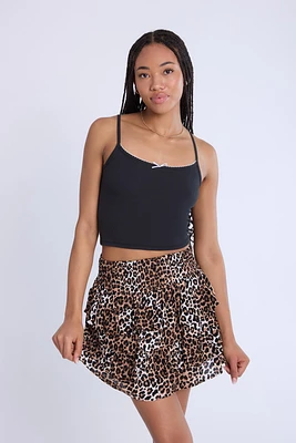 Camisole côtelée à bord picot